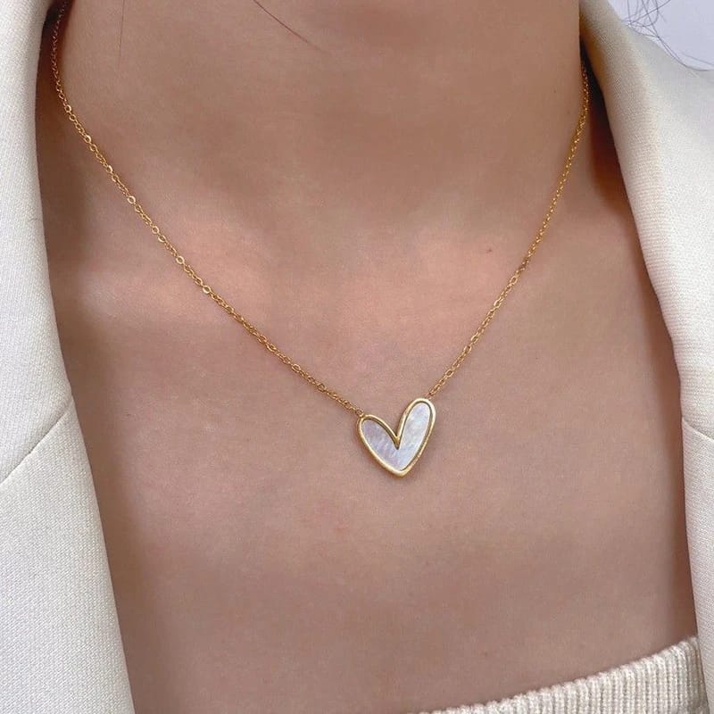 White Heart Necklace