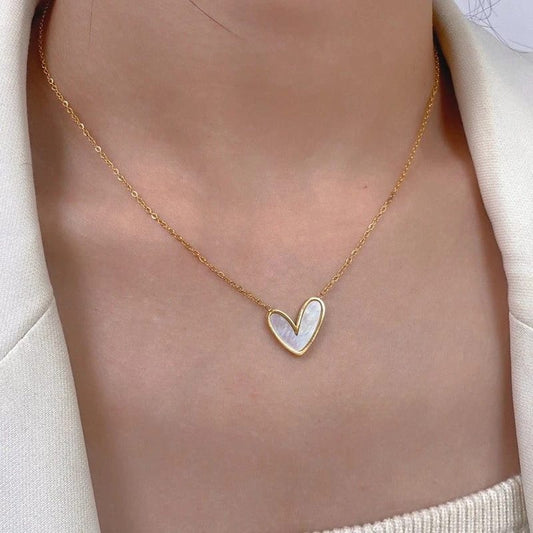 White Heart Necklace