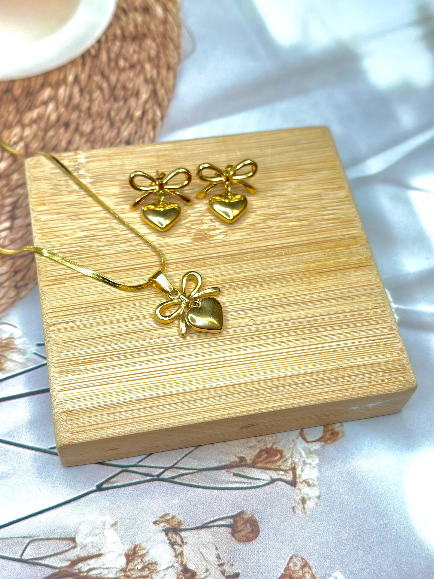 Bow Heart Jewelry Set
